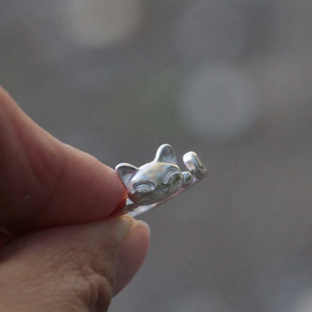 3/$25 🏷️ Cat Ring Minimal Minimalist Ring for Cat lovers Kitty Ring for her - Picture 7 of 8